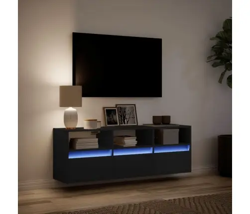 Tv Sienas Skapītis Ar Led Lampiņām, Melns, 130X31X45 Cm Vidaxl