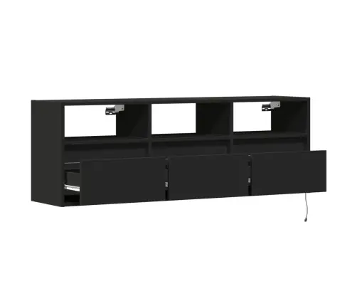 Tv Sienas Skapītis Ar Led Lampiņām, Melns, 130X31X45 Cm Vidaxl