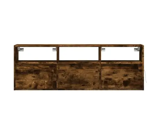 Sieninė Tv Spintelė Su Led Lemputėmis, Dūminė, 130X31X45 Cm