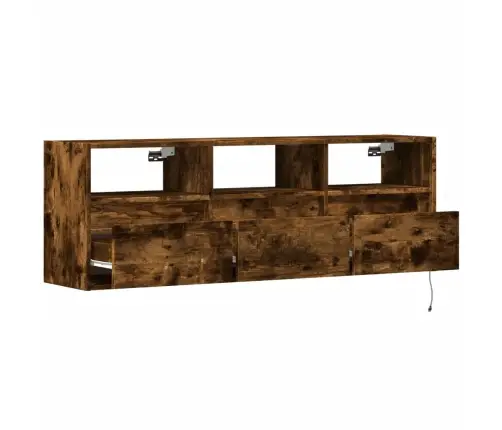 Sieninė Tv Spintelė Su Led Lemputėmis, Dūminė, 130X31X45 Cm
