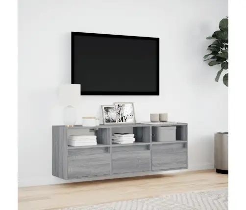 Tv Sienas Skapītis Ar Led Lampiņām, Pelēka Ozola, 130X31X45 Cm Vidaxl