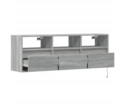 Tv Sienas Skapītis Ar Led Lampiņām, Pelēka Ozola, 130X31X45 Cm Vidaxl
