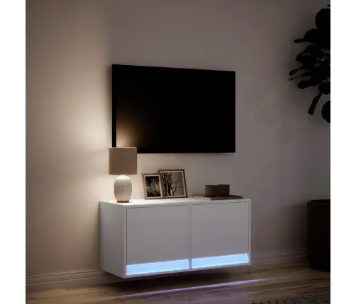 Tv Skapītis Ar Led Lampiņām, Balts, 80X31X38 Cm Vidaxl