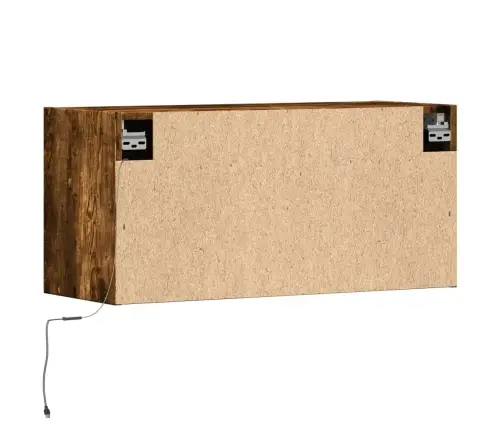 Tv Sienas Skapītis Ar Led Lampiņām, Ozolkoka, 80X31X38 Cm Vidaxl