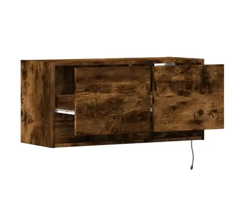 Tv Sienas Skapītis Ar Led Lampiņām, Ozolkoka, 80X31X38 Cm Vidaxl