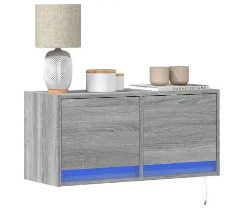 Tv Sienas Skapītis Ar Led Lampiņām, 80X31X38 Cm Vidaxl