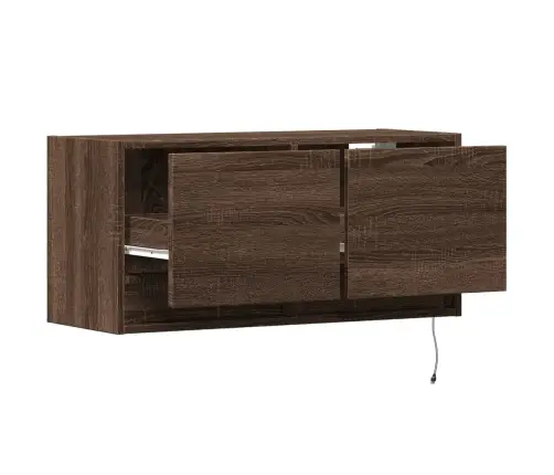 Tv Sienas Skapītis Ar Led Lampiņām, Brūna Ozola, 80X31X38 Cm Vidaxl