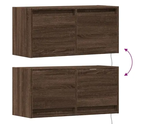 Tv Sienas Skapītis Ar Led Lampiņām, Brūna Ozola, 80X31X38 Cm Vidaxl