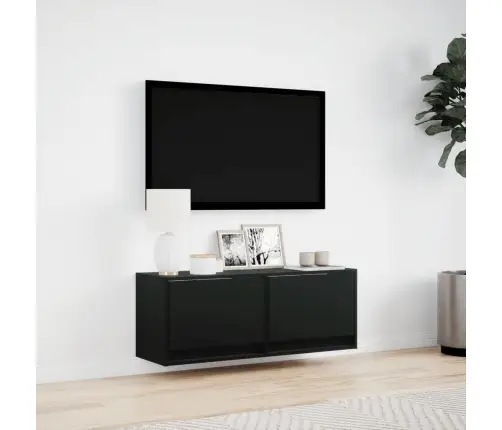 Tv Sienas Skapītis Ar Led Lampiņām, Melns, 100X31X38 Cm Vidaxl