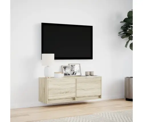 Sieninė Tv Spintelė Su Led Lemputėmis, Ąžuolo, 100X31X35Cm