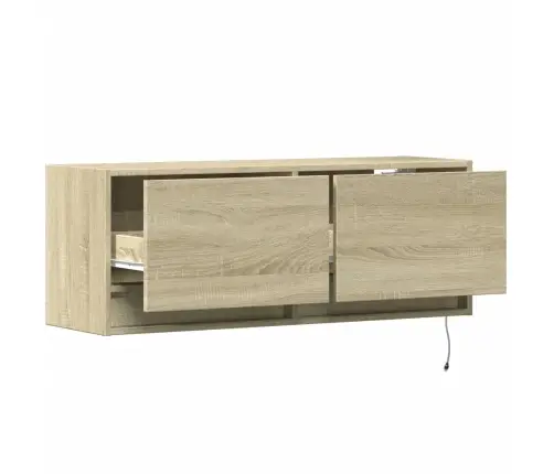 Sieninė Tv Spintelė Su Led Lemputėmis, Ąžuolo, 100X31X35Cm