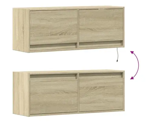 Sieninė Tv Spintelė Su Led Lemputėmis, Ąžuolo, 100X31X35Cm