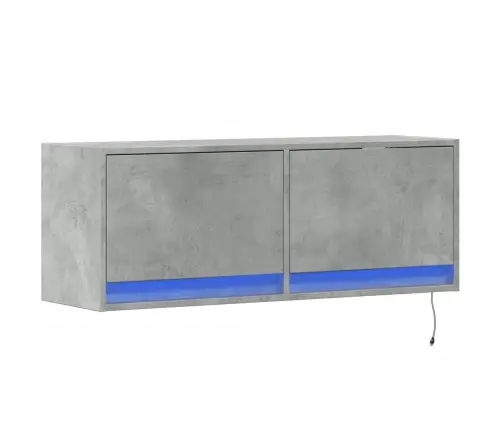 Sieninė Tv Spintelė Su Led Lemputėmis, Betono, 100X31X35Cm