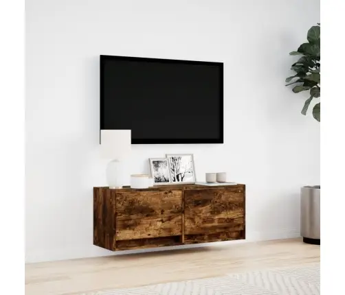 Tv Sienas Skapītis Ar Led Lampiņām, Ozola Krāsa, 100X31X38 Cm Vidaxl