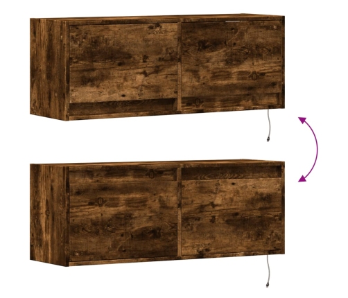 Sieninė Tv Spintelė Su Led Lemputėmis, Dūminė, 100X31X35Cm