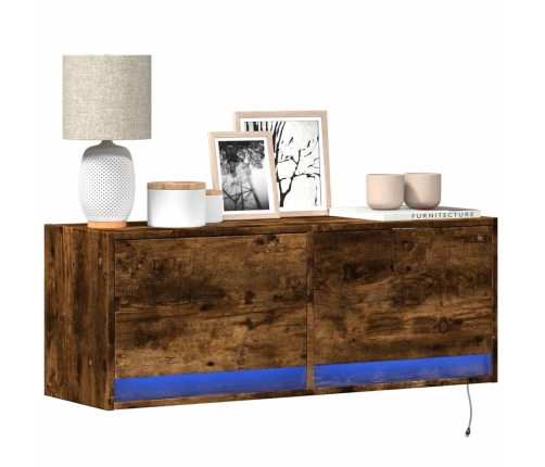 Sieninė Tv Spintelė Su Led Lemputėmis, Dūminė, 100X31X35Cm