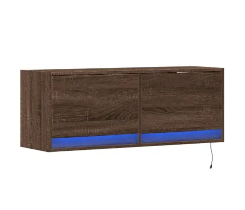 Tv Sienas Skapītis Ar Led Lampiņām, Brūna Ozola, 100X31X38 Cm Vidaxl