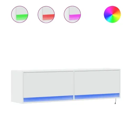 Tv Sienas Skapītis Ar Led Lampiņām, Balts, 140X31X38 Cm Vidaxl