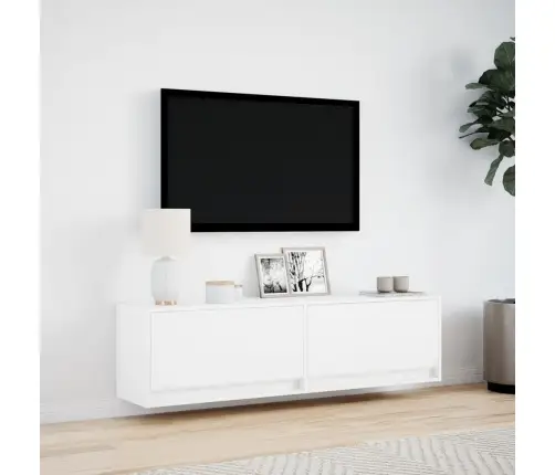 Tv Sienas Skapītis Ar Led Lampiņām, Balts, 140X31X38 Cm Vidaxl