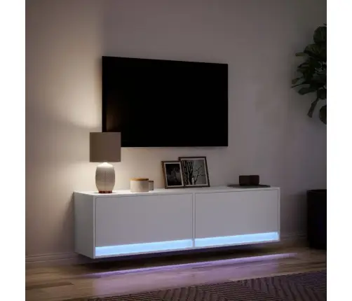 Tv Sienas Skapītis Ar Led Lampiņām, Balts, 140X31X38 Cm Vidaxl
