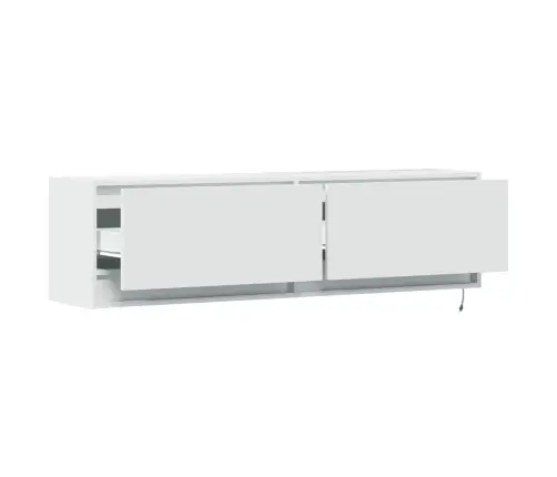Tv Sienas Skapītis Ar Led Lampiņām, Balts, 140X31X38 Cm Vidaxl
