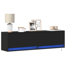 Tv Sienas Skapītis Ar Led Lampiņām, Melns, 140X31X38 Cm Vidaxl