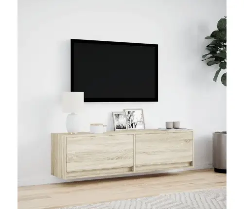 Tv Sienas Skapītis Ar Led Lampiņām, Koka Krāsa, 140X31X38 Cm Vidaxl