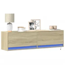 Tv Sienas Skapītis Ar Led Lampiņām, Koka Krāsa, 140X31X38 Cm Vidaxl