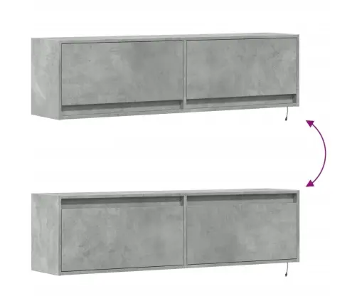 Tv Sienas Skapītis Ar Led Lampiņām, Betona Pelēks, 140X31X38 Cm Vidaxl