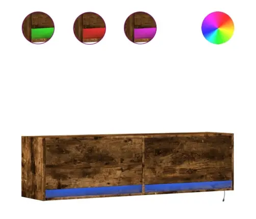 Tv Sienas Skapītis Ar Led Lampiņām, Ozola Krāsa, 140X31X38 Cm Vidaxl