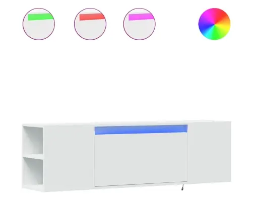 Tv Sienas Skapītis Ar Led Lampiņām, Balts, 135X31X39,5 Cm Vidaxl