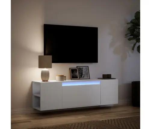 Tv Sienas Skapītis Ar Led Lampiņām, Balts, 135X31X39,5 Cm Vidaxl