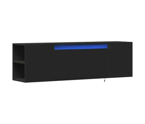 Sieninė Tv Spintelė Su Led Lemputėmis, Juoda, 135X31X39,5Cm