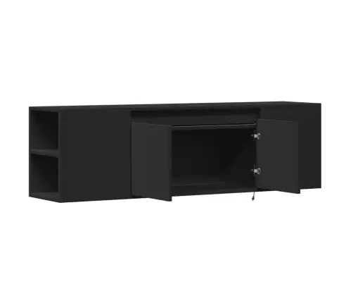 Sieninė Tv Spintelė Su Led Lemputėmis, Juoda, 135X31X39,5Cm