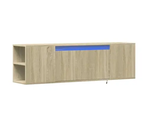 Tv Sienas Skapītis Ar Led Lampiņām, Koka Krāsa, 135X31X39,5 Cm Vidaxl