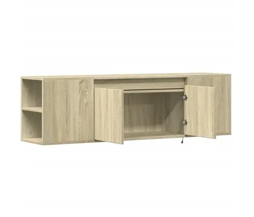 Tv Sienas Skapītis Ar Led Lampiņām, Koka Krāsa, 135X31X39,5 Cm Vidaxl