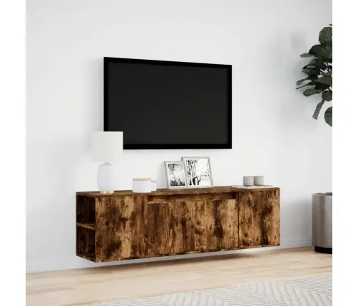 Tv Sienas Skapītis Ar Led Lampiņām, Ozola Krāsa, 135X31X39,5 Cm Vidaxl