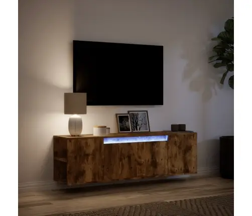 Tv Sienas Skapītis Ar Led Lampiņām, Ozola Krāsa, 135X31X39,5 Cm Vidaxl