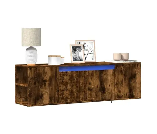 Tv Sienas Skapītis Ar Led Lampiņām, Ozola Krāsa, 135X31X39,5 Cm Vidaxl