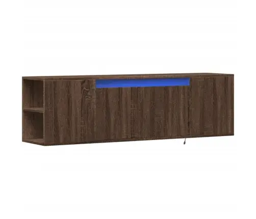 Tv Sienas Skapītis Ar Led Lampiņām, Brūna Ozola, 135X31X39,5 Cm Vidaxl