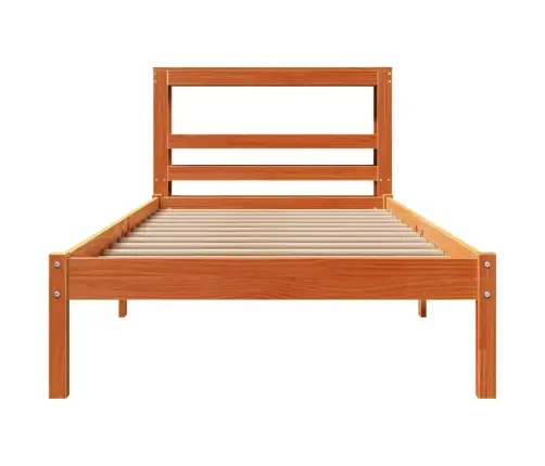 Gultas Rāmis Ar Galvgali, Vaska Brūnas, 75X190 Cm, Priede Vidaxl