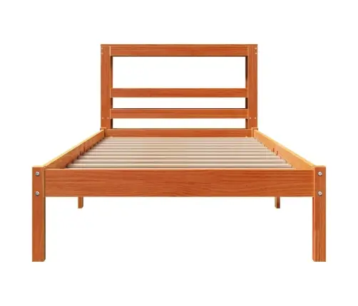 Gultas Rāmis Ar Galvgali, Vaska Brūnas, 100X200 Cm, Priede Vidaxl