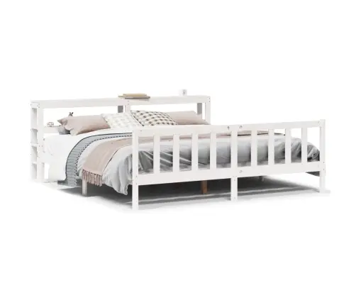 Gulta Bez Matrača, Balts, 200X200 Cm, Priedes Masīvkoks Vidaxl