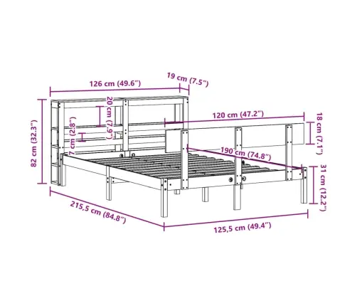 Lovos Rėmas Be Čiužinio, 120X190cm Pušies Masyvas