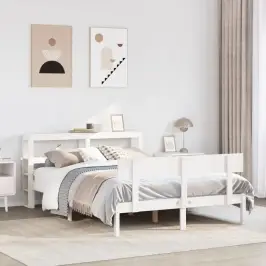 Gulta Bez Matrača, Balts, 150X200 Cm, Priedes Masīvkoks Vidaxl Gulta Bez Matrača, Balts, 150X200 Cm, Priedes Masīvkoks Vidaxl