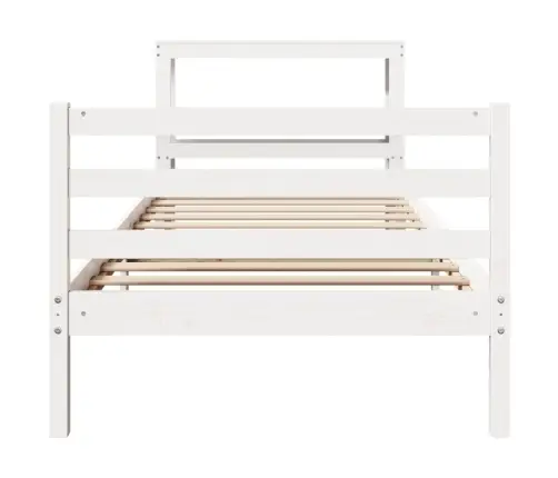 Gulta Bez Matrača, Balts, 90X200 Cm, Priedes Masīvkoks Vidaxl