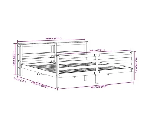 Gulta Bez Matrača, 200X200 Cm, Priedes Masīvkoks Vidaxl