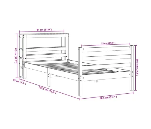 Lovos Rėmas Su Be Čiužinio, Ruda, 75X190cm Pušies Masyvas