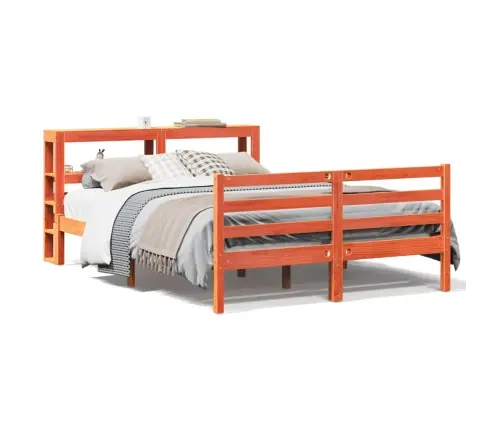 Gulta Bez Matrača, Vaska Brūnas, 140X190 Cm, Priedes Masīvkoks Vidaxl