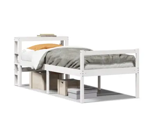 Eakate Voodi Koos Peatsiga, Valge, 90X190 cm Männipuit